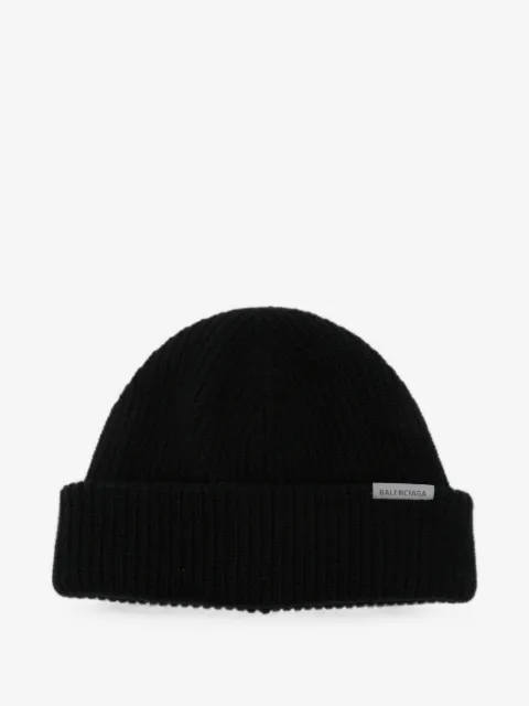 Balenciaga logo-patch beanie hat