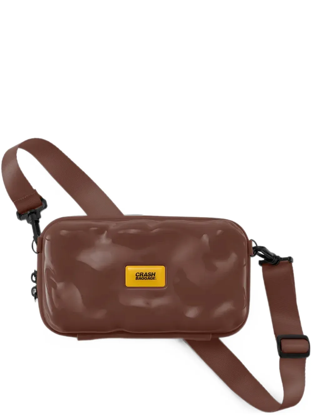 Crash Baggage mini Icon dented-effect crossbody bag - Marrone
