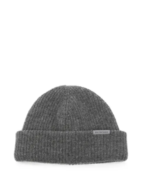 Balenciaga logo-patch beanie hat