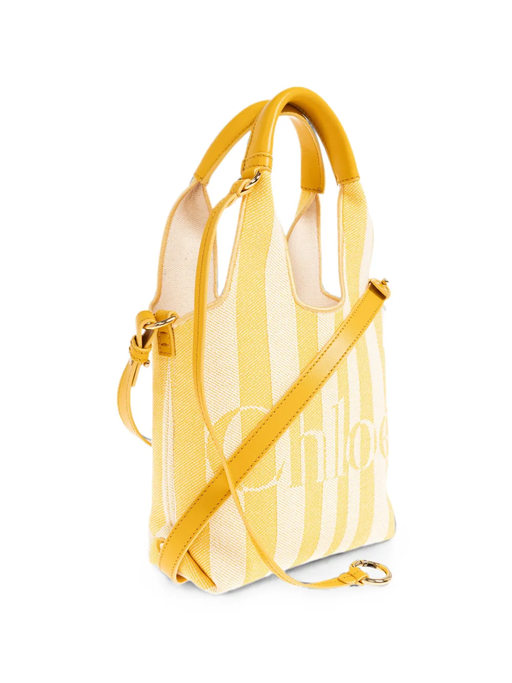 Chloé Gestreepte mini-shopper Geel
