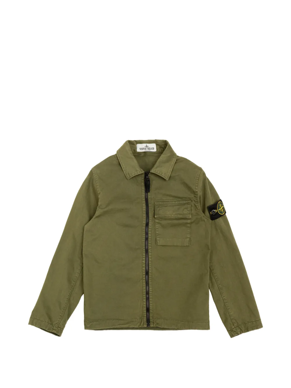 Stone Island Junior logo-patch chest-pocket jacket - Verde