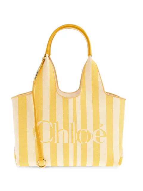 Chloé striped logo-print tote bag