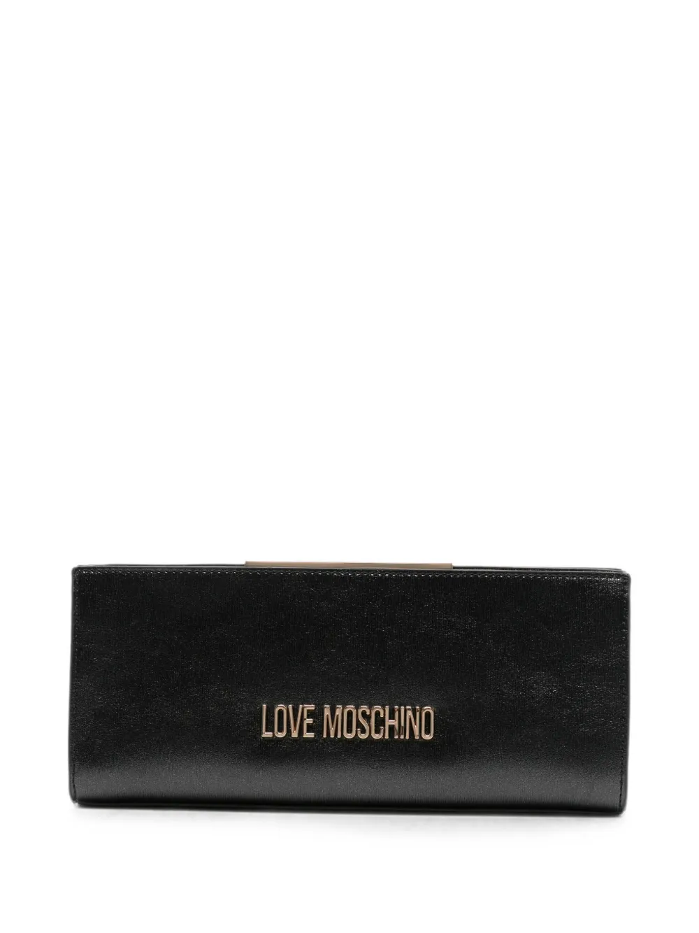 Love Moschino logo-plaque leather clutch bag - Nero