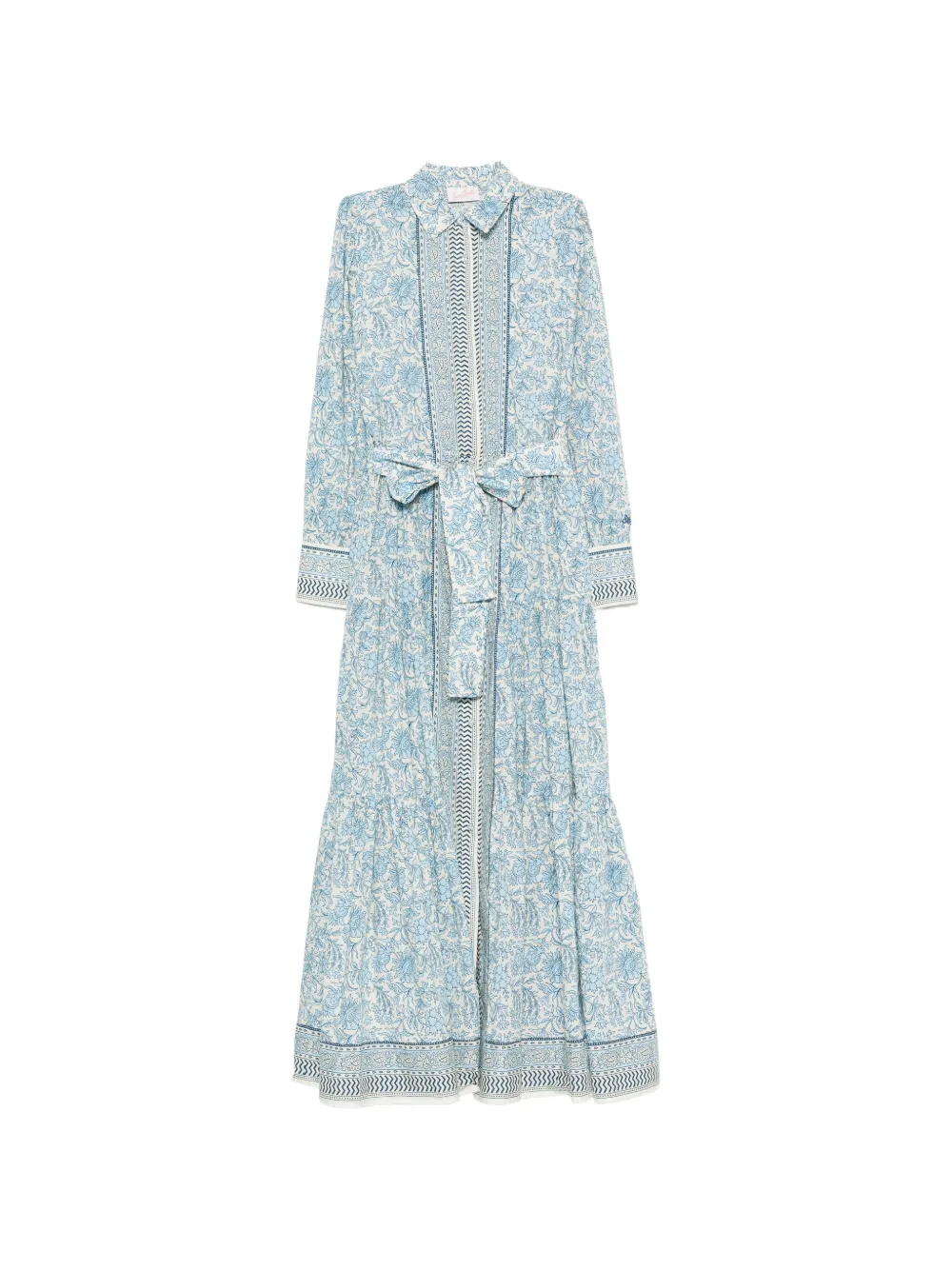 Mc2 Saint Barth Jensen Floral-print Tiered Maxi Dress In Blue