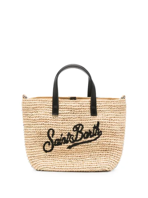 MC2 Saint Barth lille vævet Raffia City tote med logobroderi