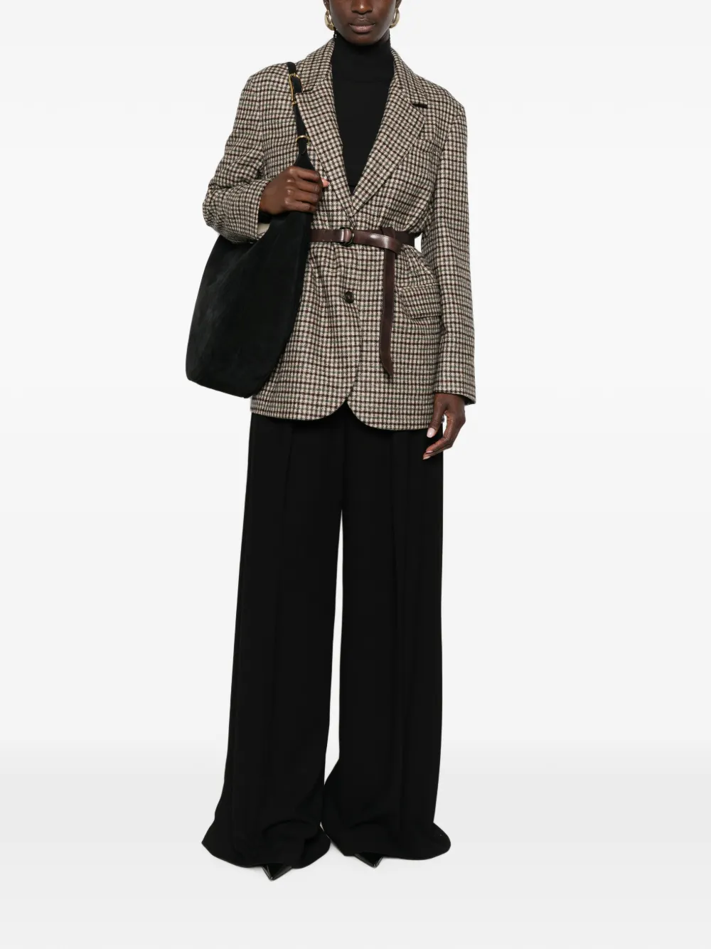  Brunello Cucinelli Check-pattern Belted Blazer - Neutro 