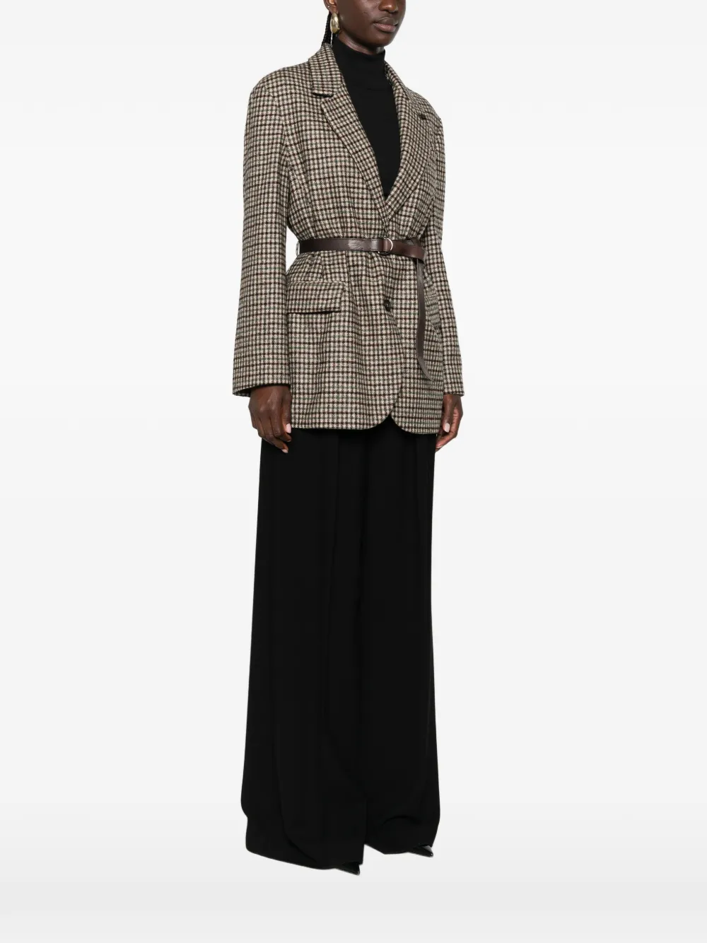  Brunello Cucinelli Check-pattern Belted Blazer - Neutro 