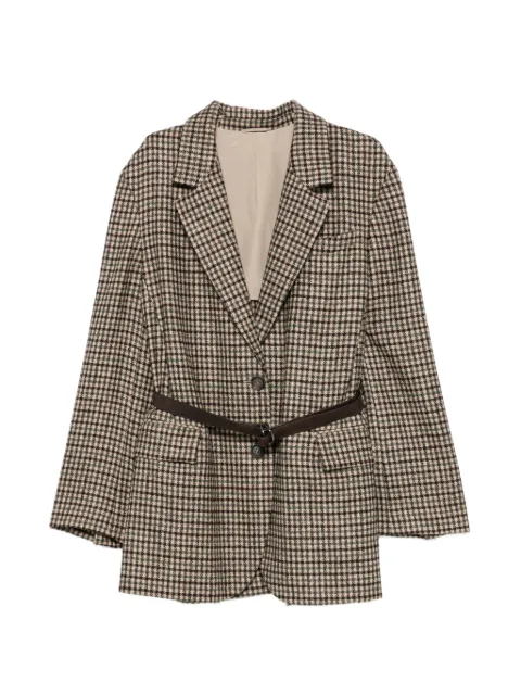 Brunello Cucinelli check-pattern belted blazer