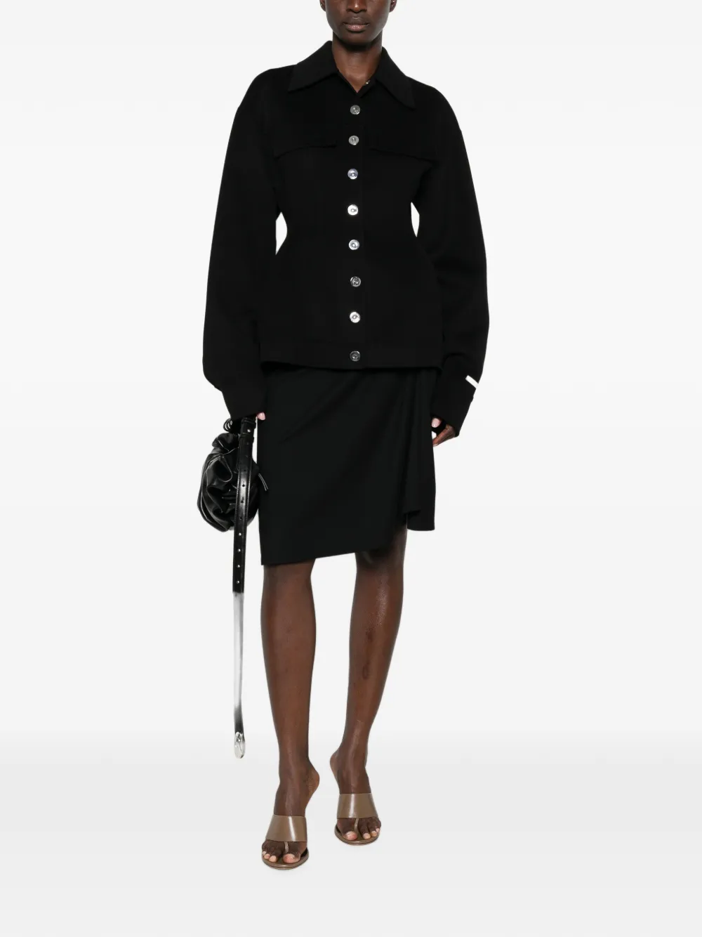 Sportmax Button-down jack met vlakken Zwart