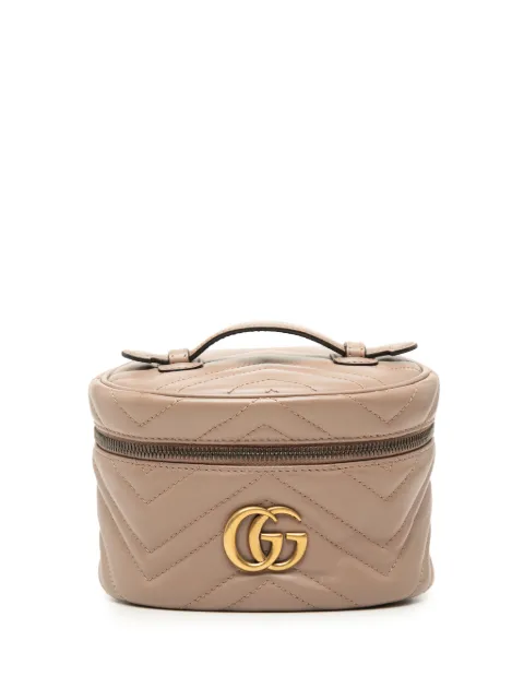 Gucci Pre-Owned 2000-2015 mini runde GG Marmont Kosmetiktasche aus Leder