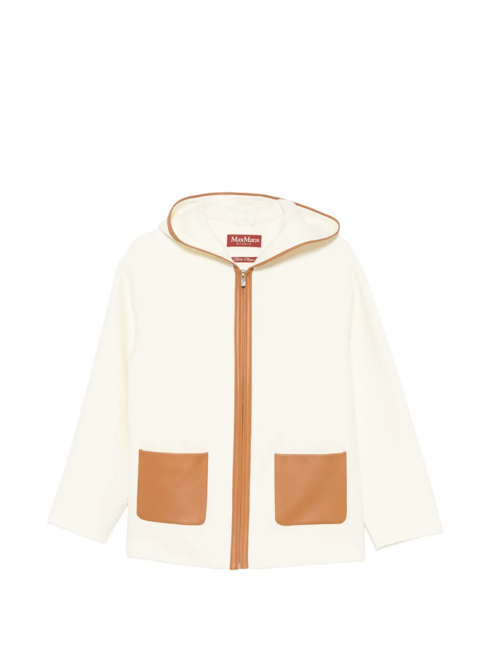 Max Mara leather-trim hooded jacket - Neutrals