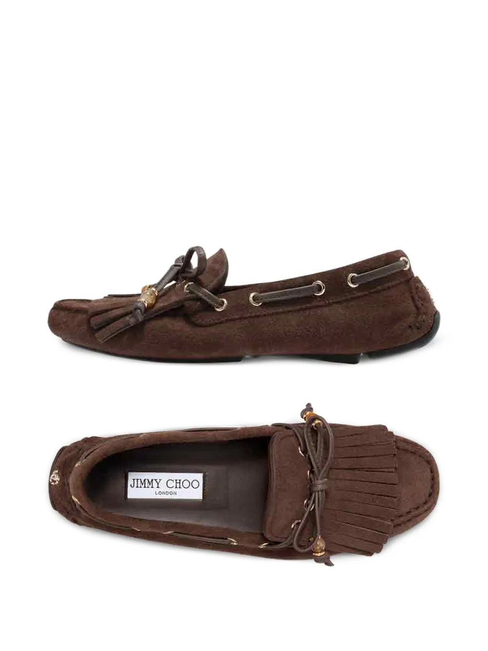 Jimmy Choo Manon loafers met franje Bruin