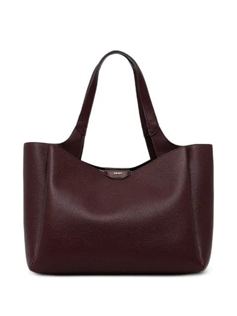 DKNY medium Willa logo-plaque pebbled-leather tote bag