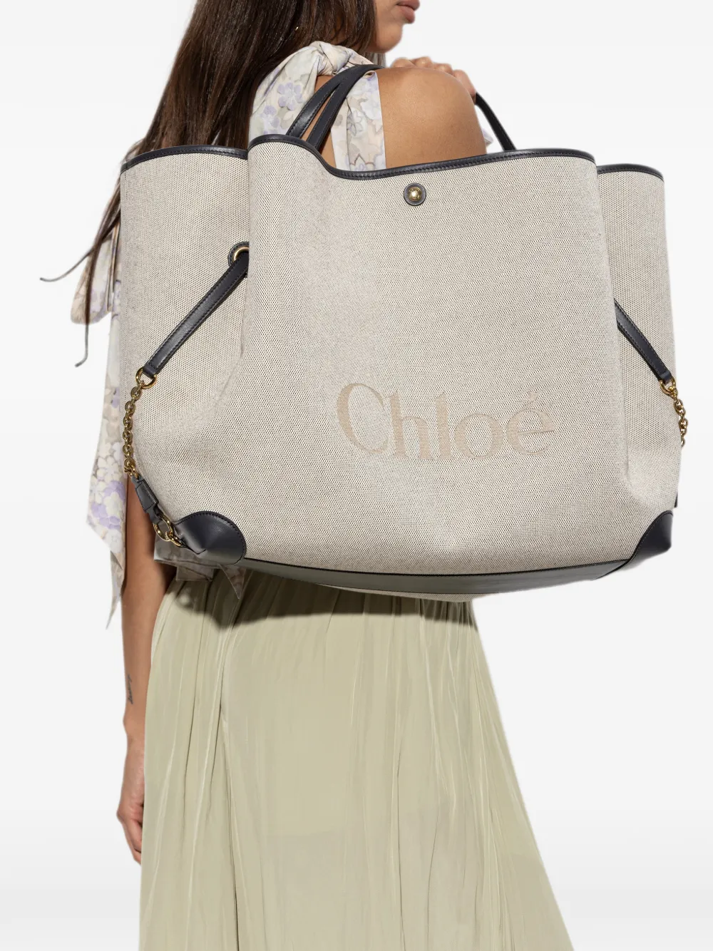 Chloé Large Clover Tote Bag in Neutrals, view 2