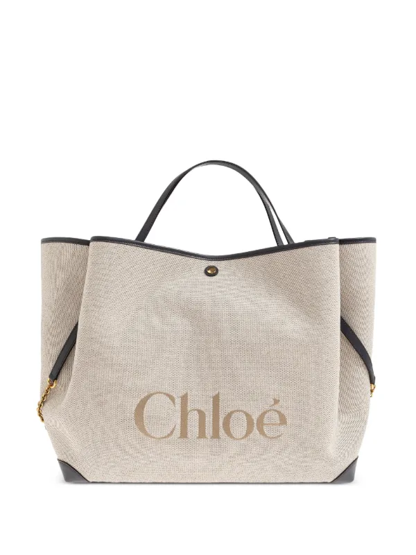 Chloé Large Clover Tote Bag in Neutrals