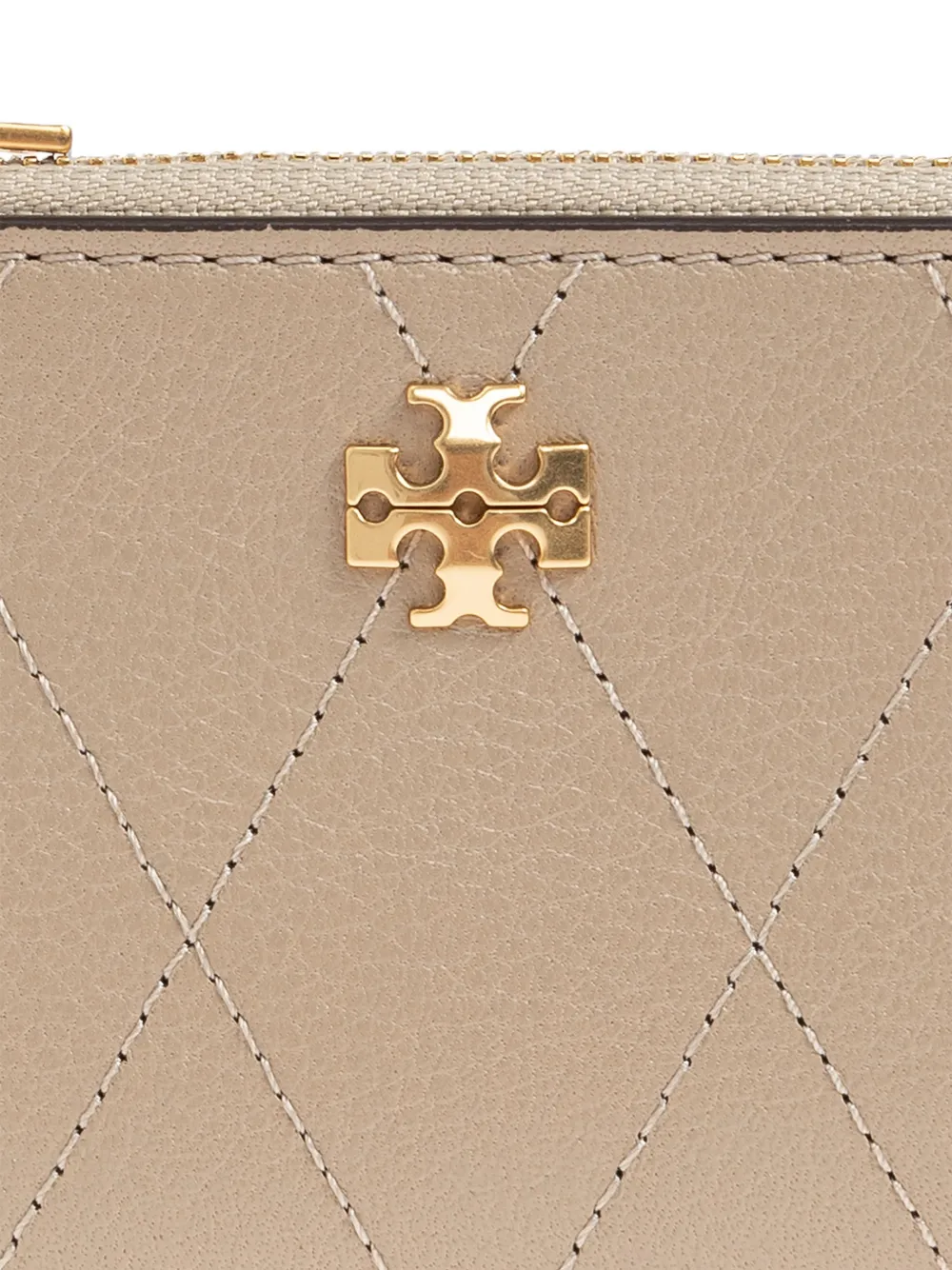 Tory Burch Gewatteerde leren pasjeshouder Beige
