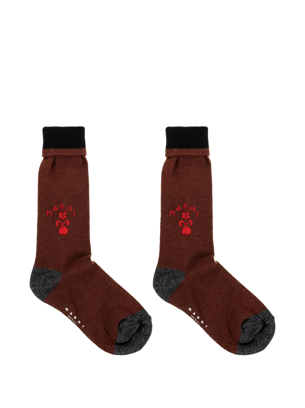 Marni logo-intarsia ribbed-trim socks - Marrone