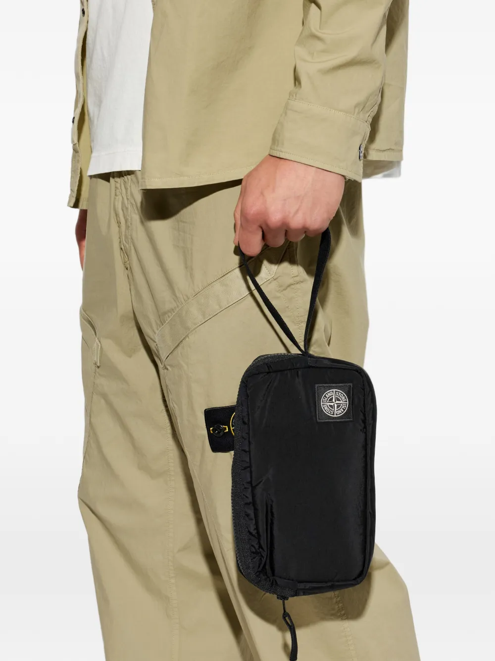Stone Island 9200019 Econyl gecoate nylon metalen buidel Zwart