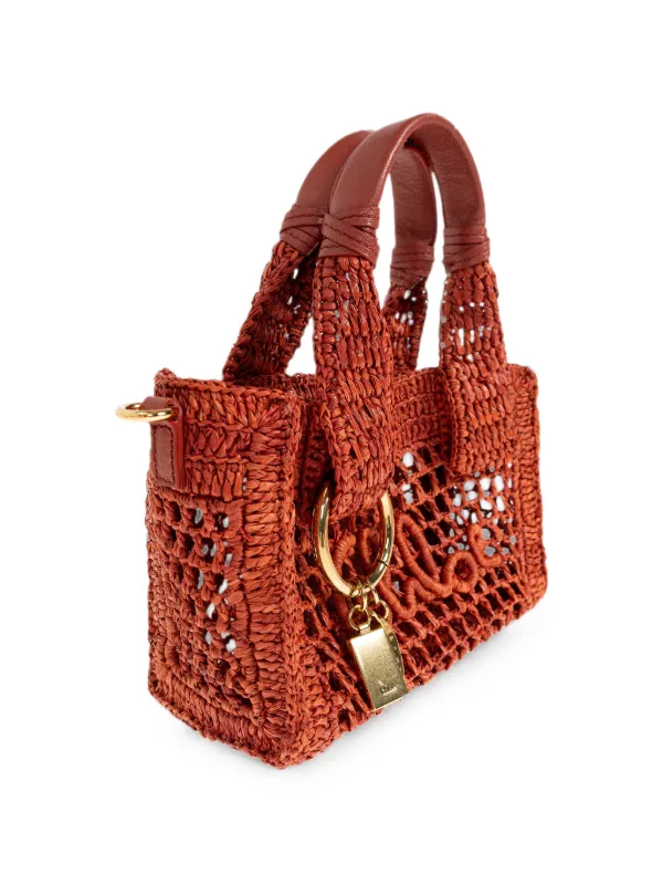 Chloé Summer Banana Medium Woven logo-patch Tote Bag | Red | FARFETCH
