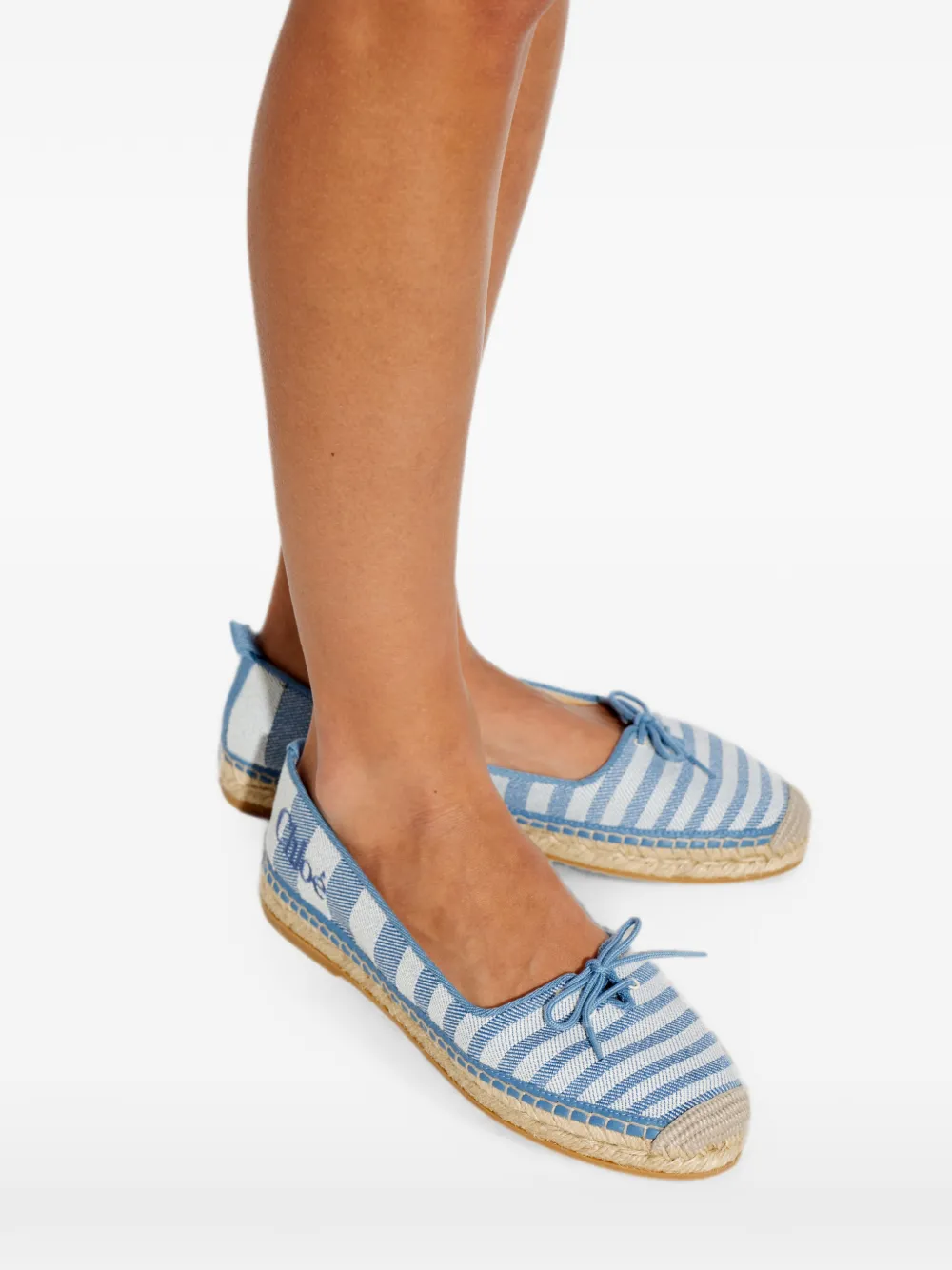 Chloé striped bow-detail espadrilles Blauw