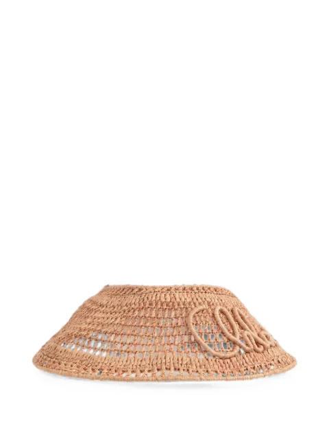 Chloé logo-embroidered raffia visor