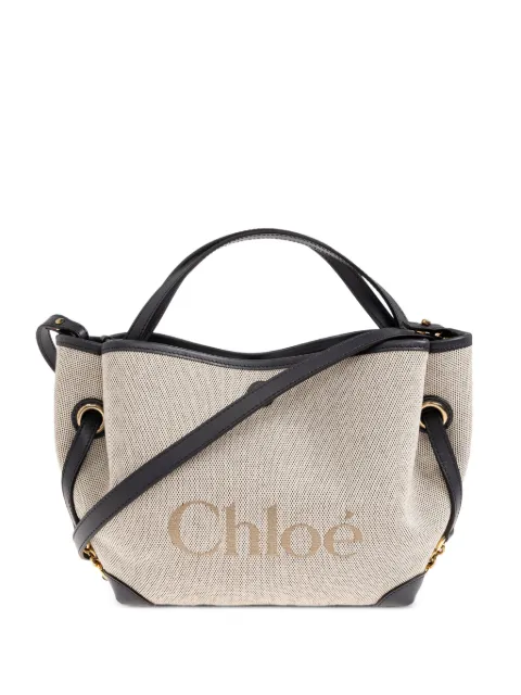 Chloé Clover logo-print leather-trim tote bag