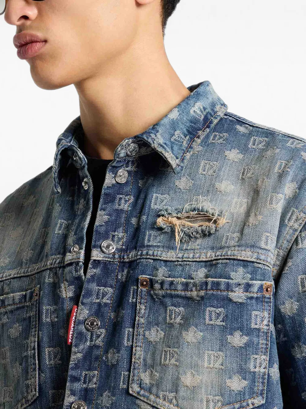 DSQUARED2 D2 denim overhemd met monogram Blauw