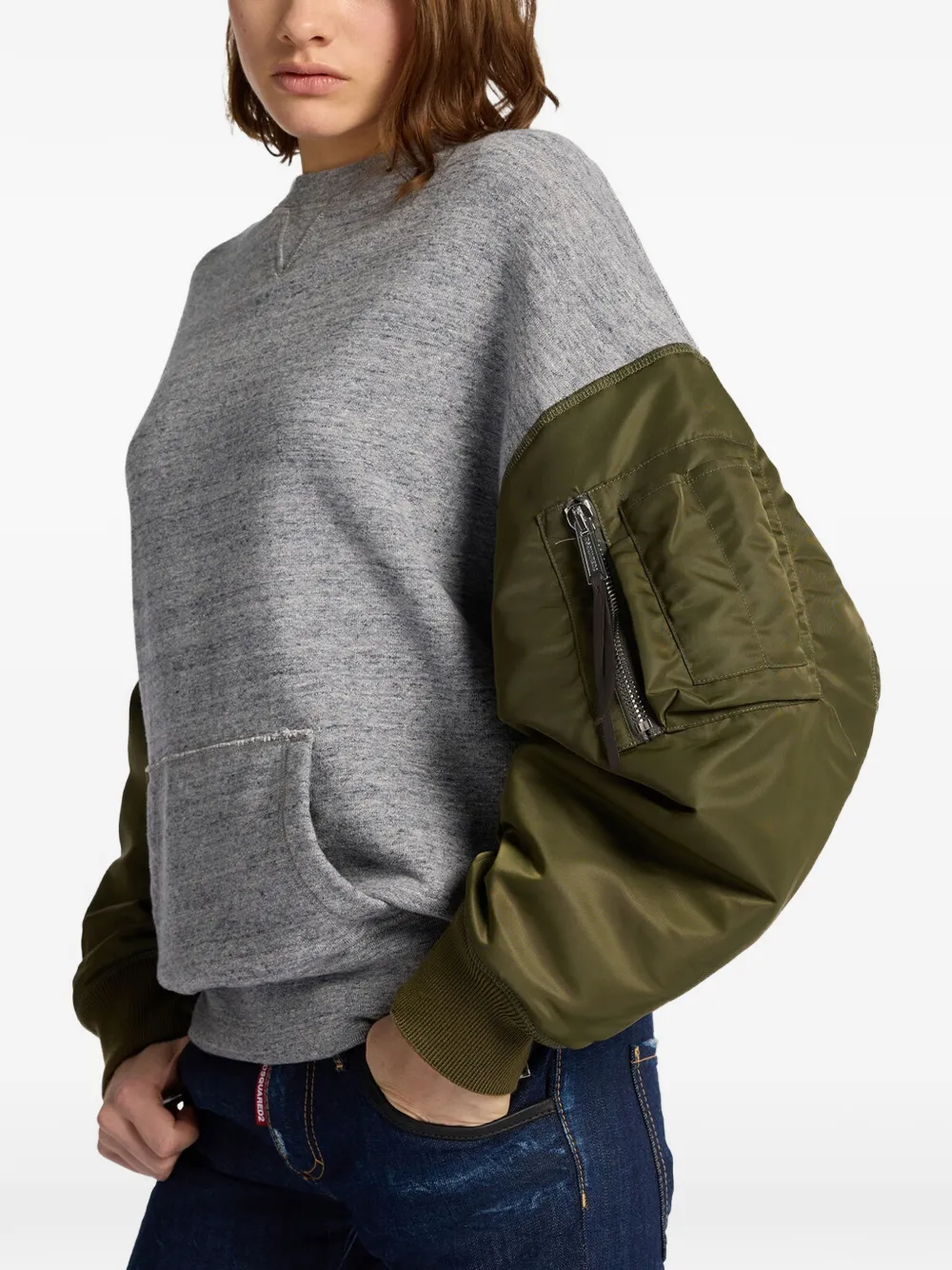 DSQUARED2 Field-fit hybrid sweater met ronde hals Grijs