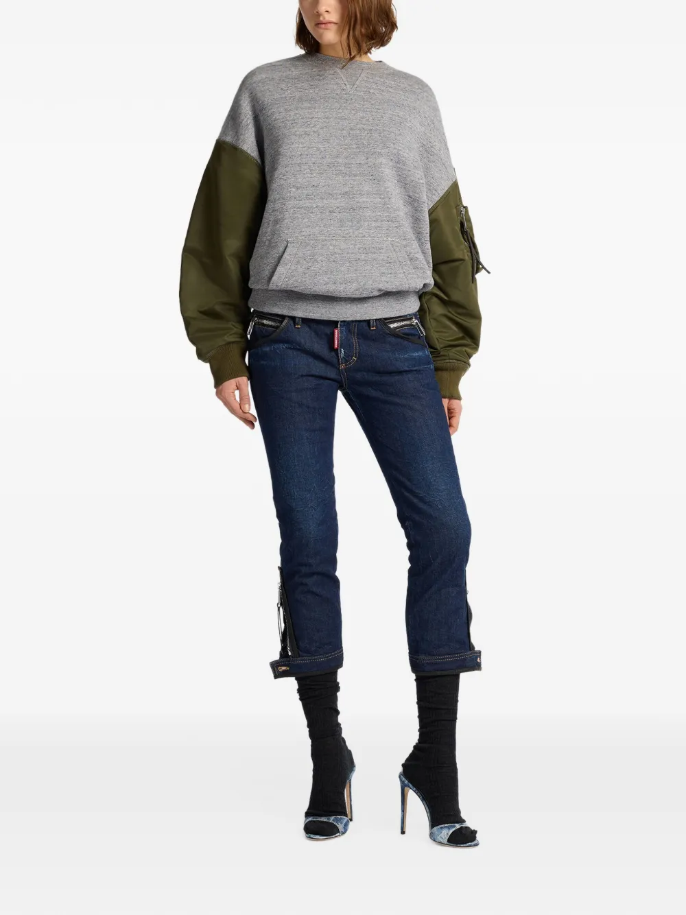 DSQUARED2 Field-fit hybrid sweater met ronde hals Grijs