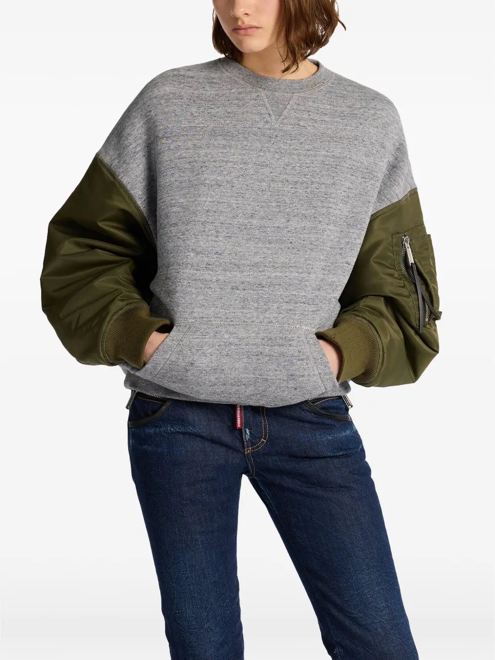 DSQUARED2 Field-fit hybrid sweater met ronde hals Grijs