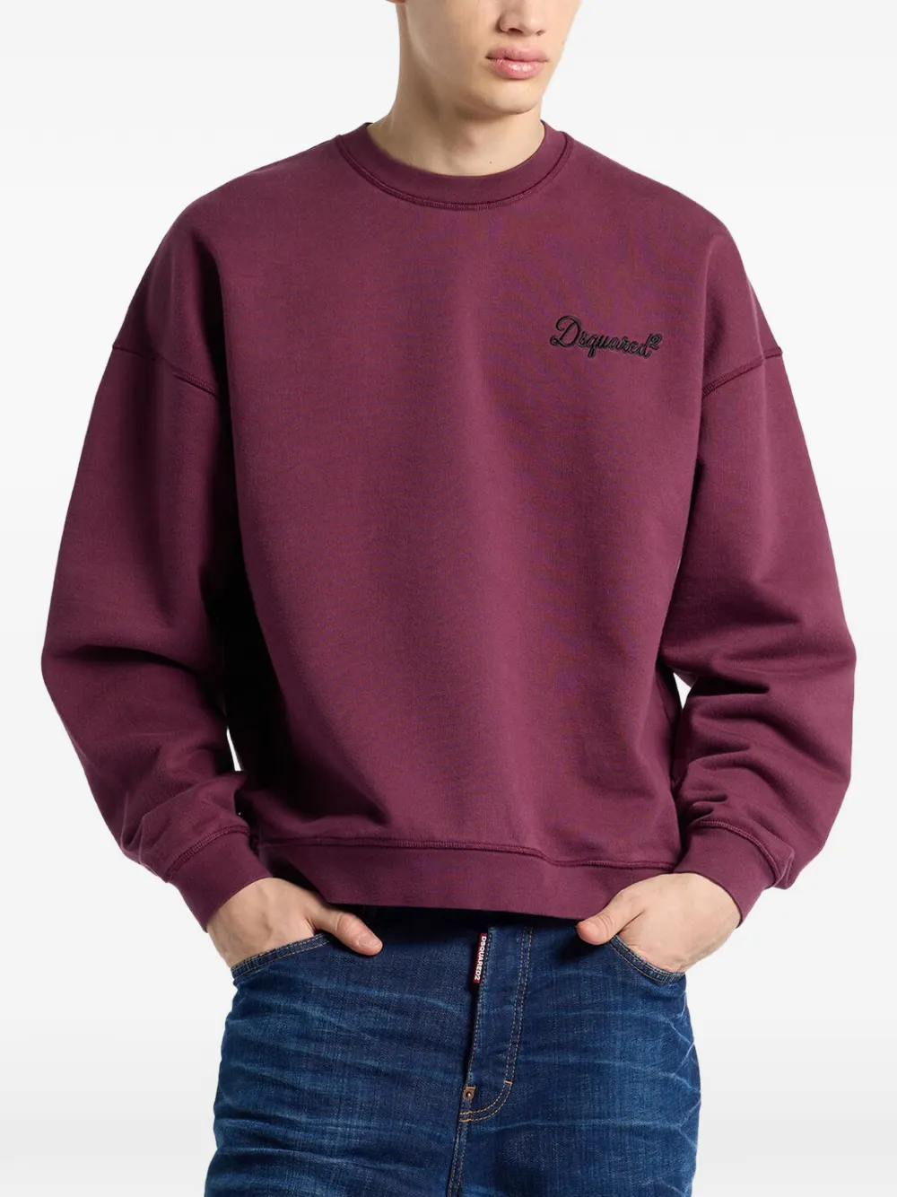 DSQUARED2 Signature ruimvallende sweater met ronde hals Rood