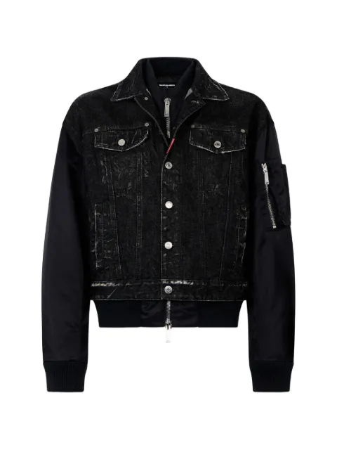 DSQUARED2 Schwarze Aviator Hybrid Jeansjacke