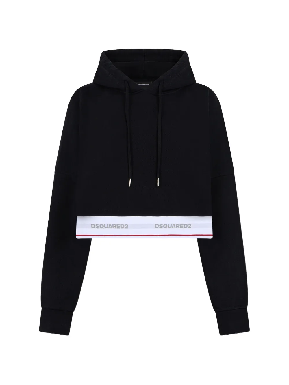 DSQUARED2 logo-tape elastic onion cropped hoodie - Black