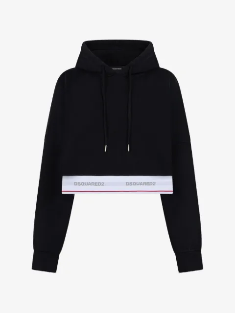 DSQUARED2 logo-tape elastic onion cropped hoodie