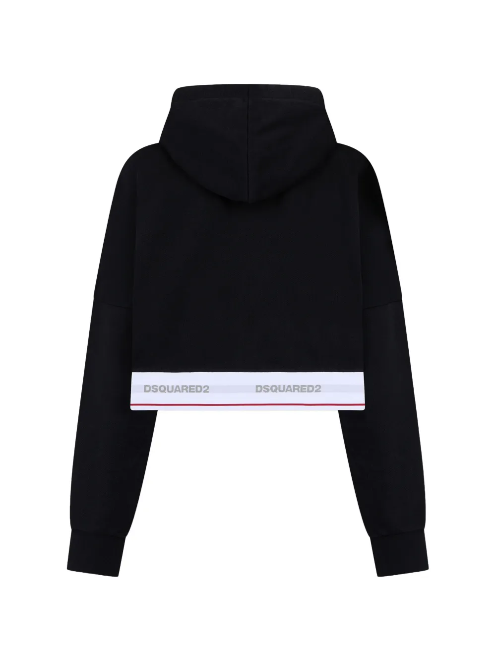 DSQUARED2 Cropped hoodie met logo-band Zwart