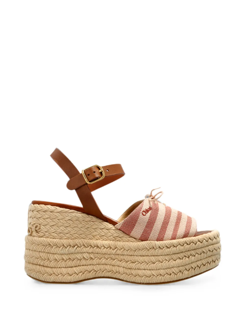 Chloé Striped Platform Sandals In Orange