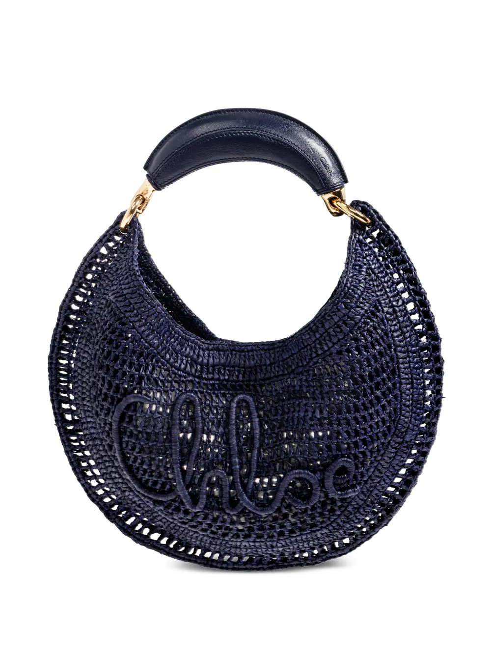 Chloé Summer Banana logo-embroidered raffia tote bag - Blau