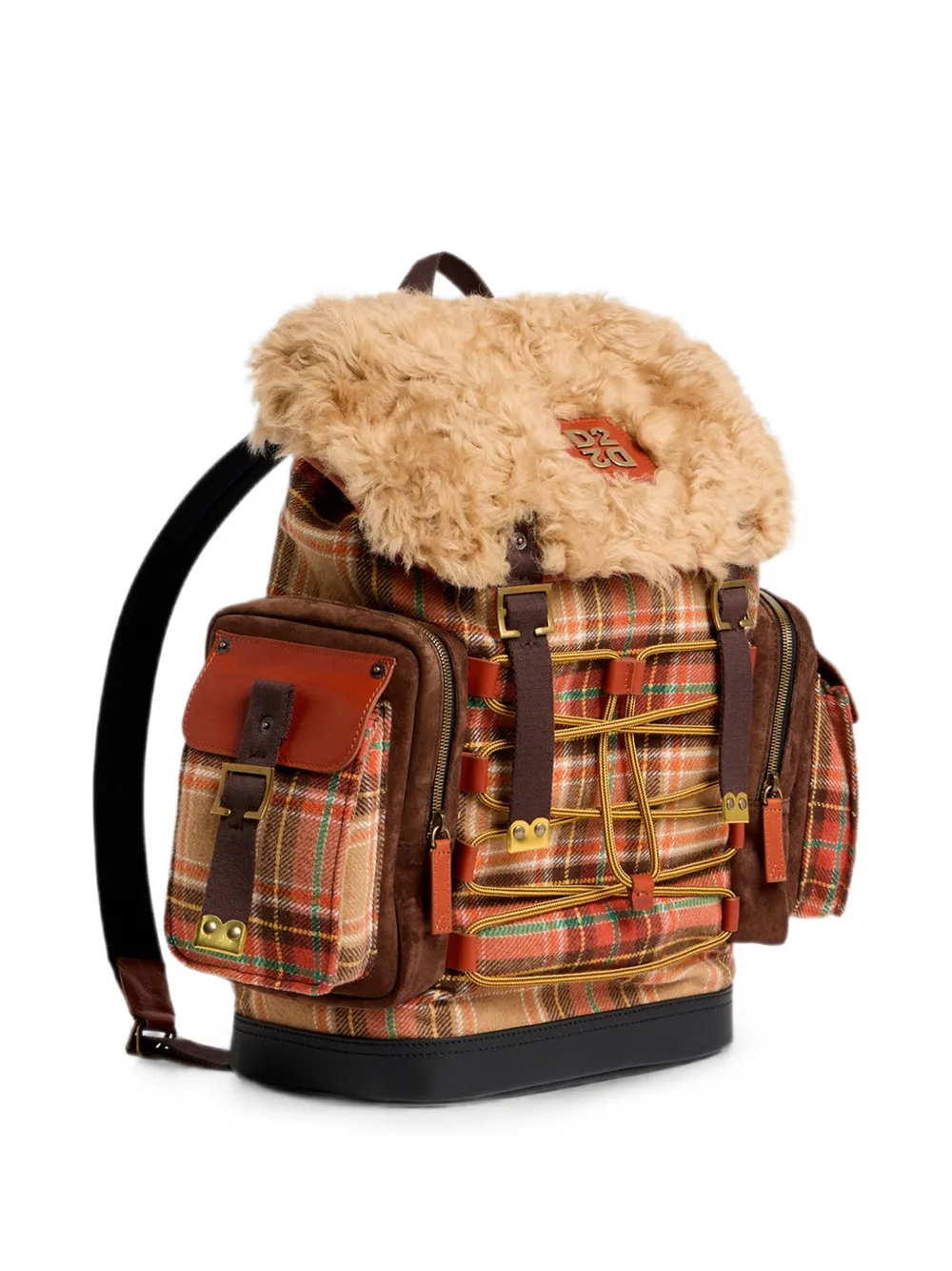 Dsquared2 Checkered Backpack In Brown