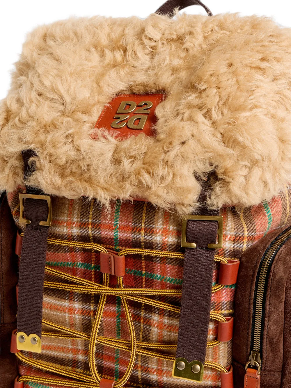 Dsquared2 Checkered Backpack In Brown