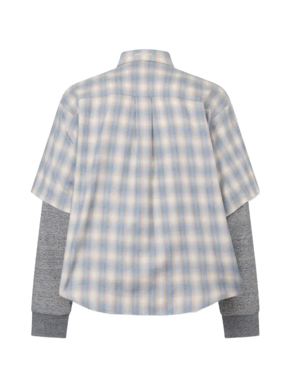 DSQUARED2 Classic Check Embroidered double-sleeve Shirt | Grey