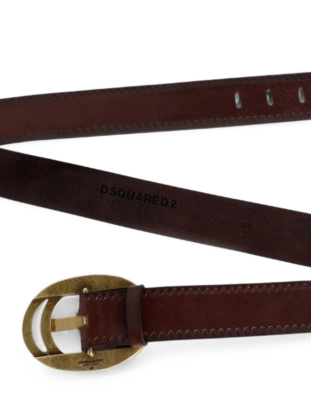 DSQUARED2 Riem met ovalen gesp en zigzag-stiksel Bruin