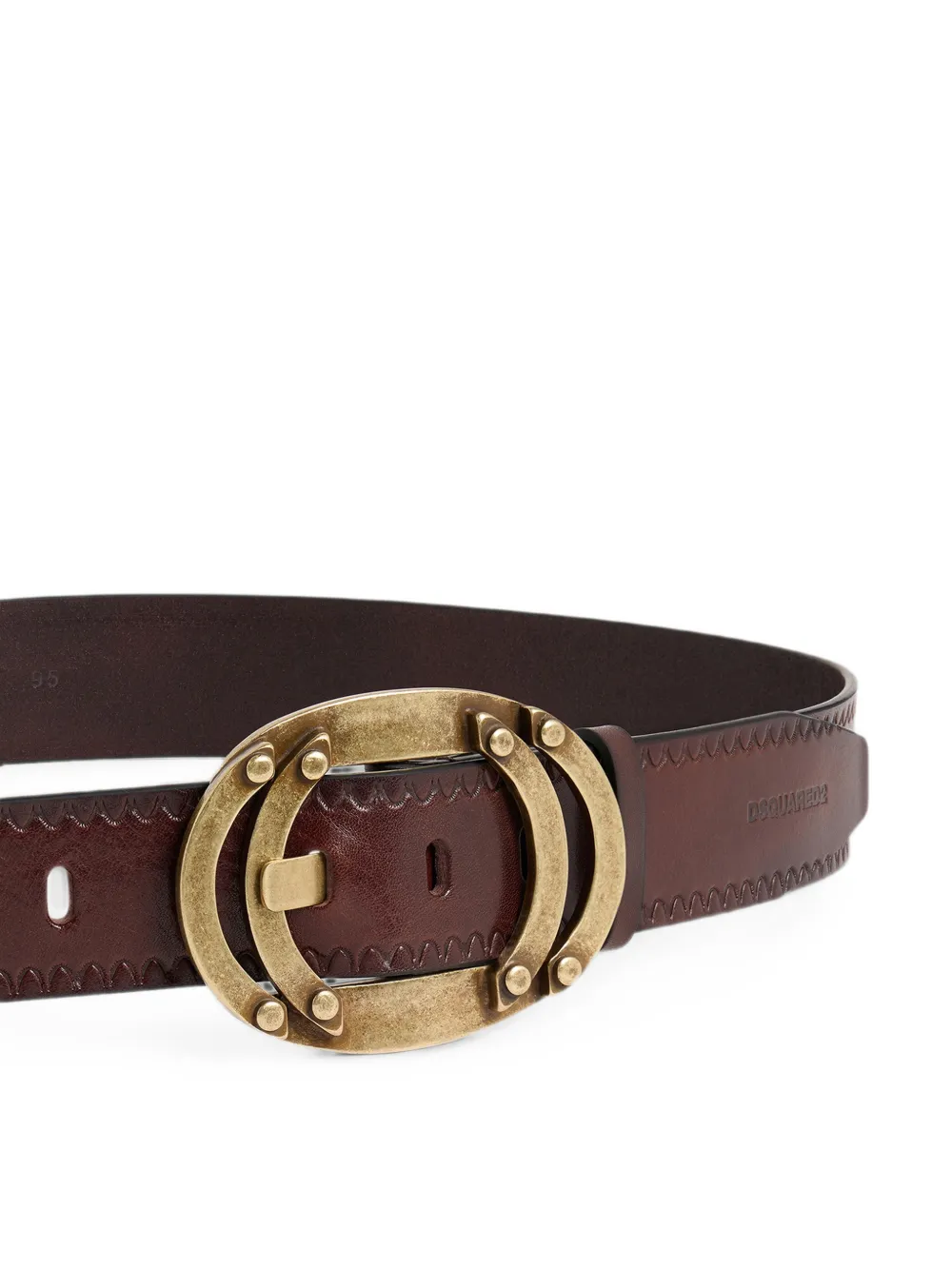DSQUARED2 Riem met ovalen gesp en zigzag-stiksel Bruin
