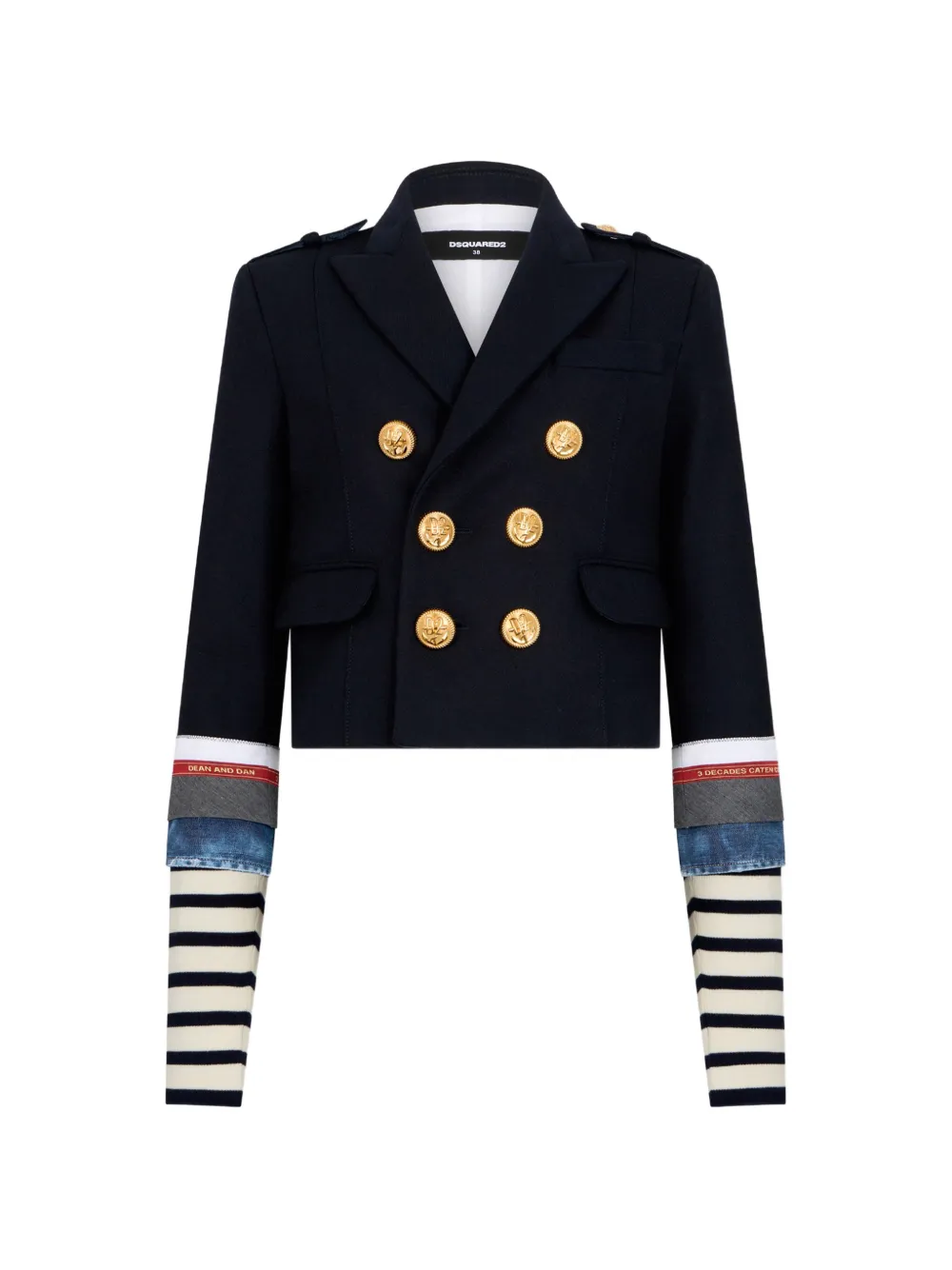 Dsquared2 Hybrid Wool-mix Peacoat Blazer In Blue