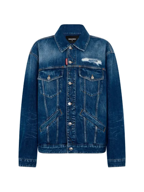DSQUARED2 weathered-suede oversized jean jacket