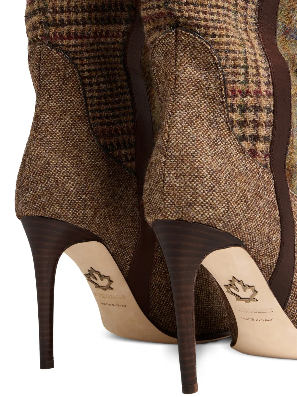 Dsquared2 Classic Check Heeled Boots In Brown