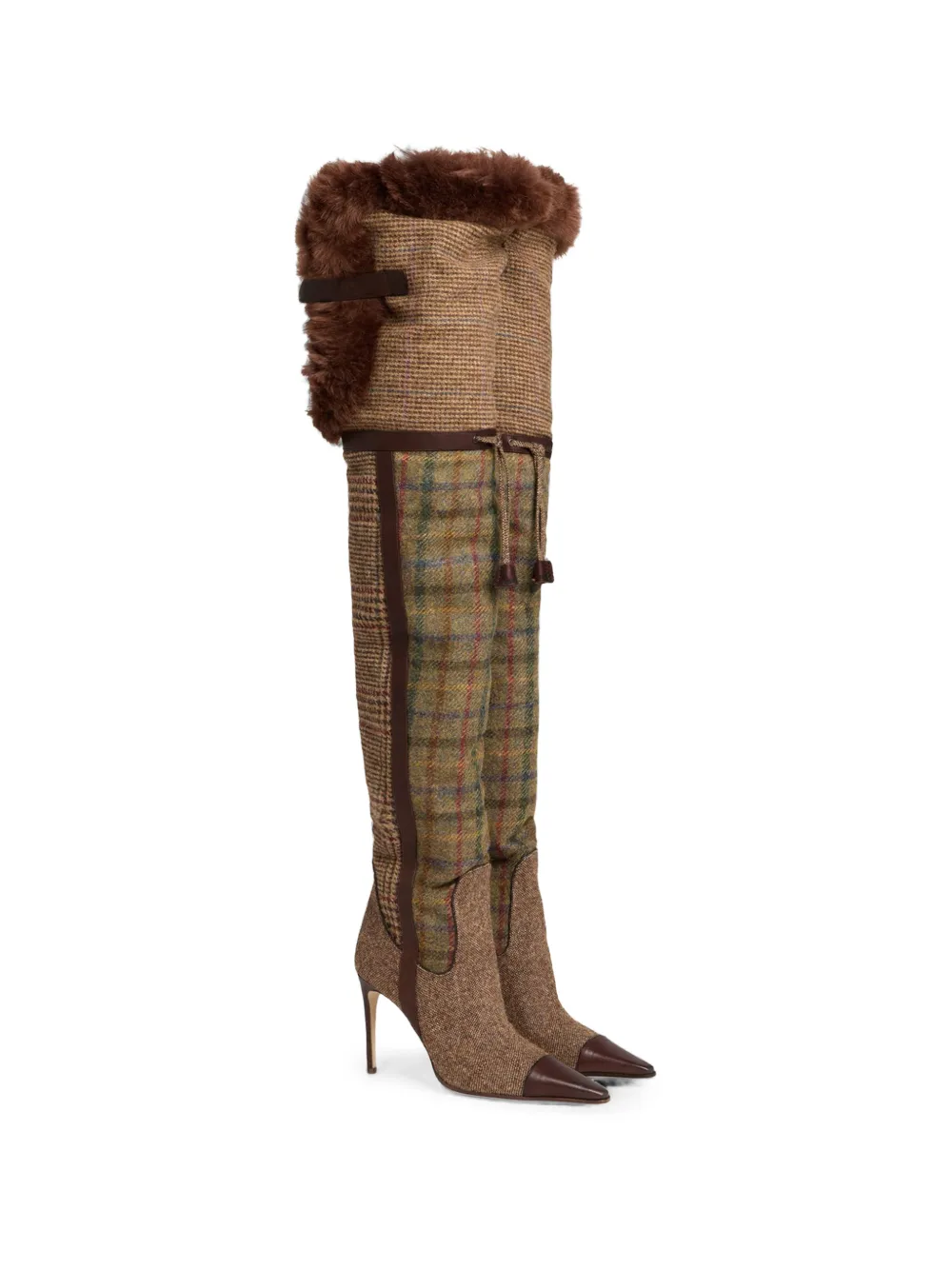 Dsquared2 Classic Check Heeled Boots In Brown