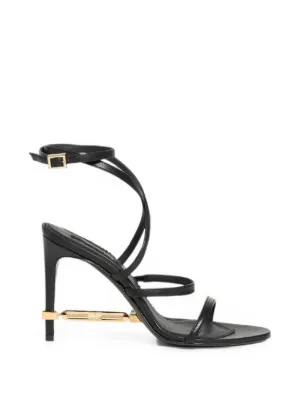 Saint Laurent ロゴヒール サンダル | ブラック | FARFETCH JP
