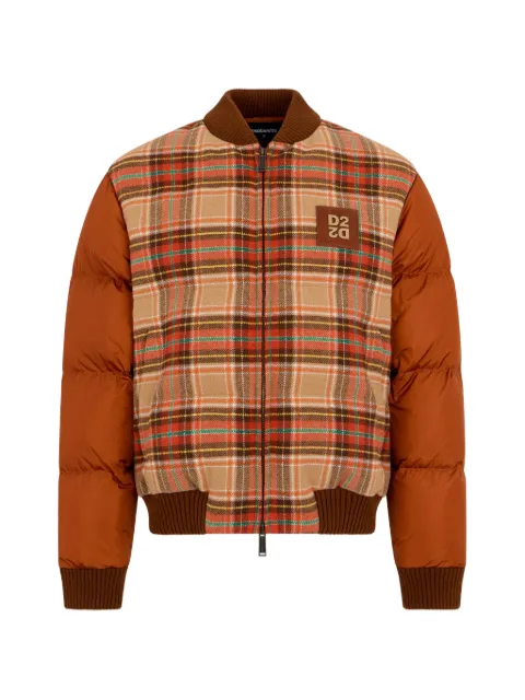 DSQUARED2 D2 cottage check wool & nylon down jacket