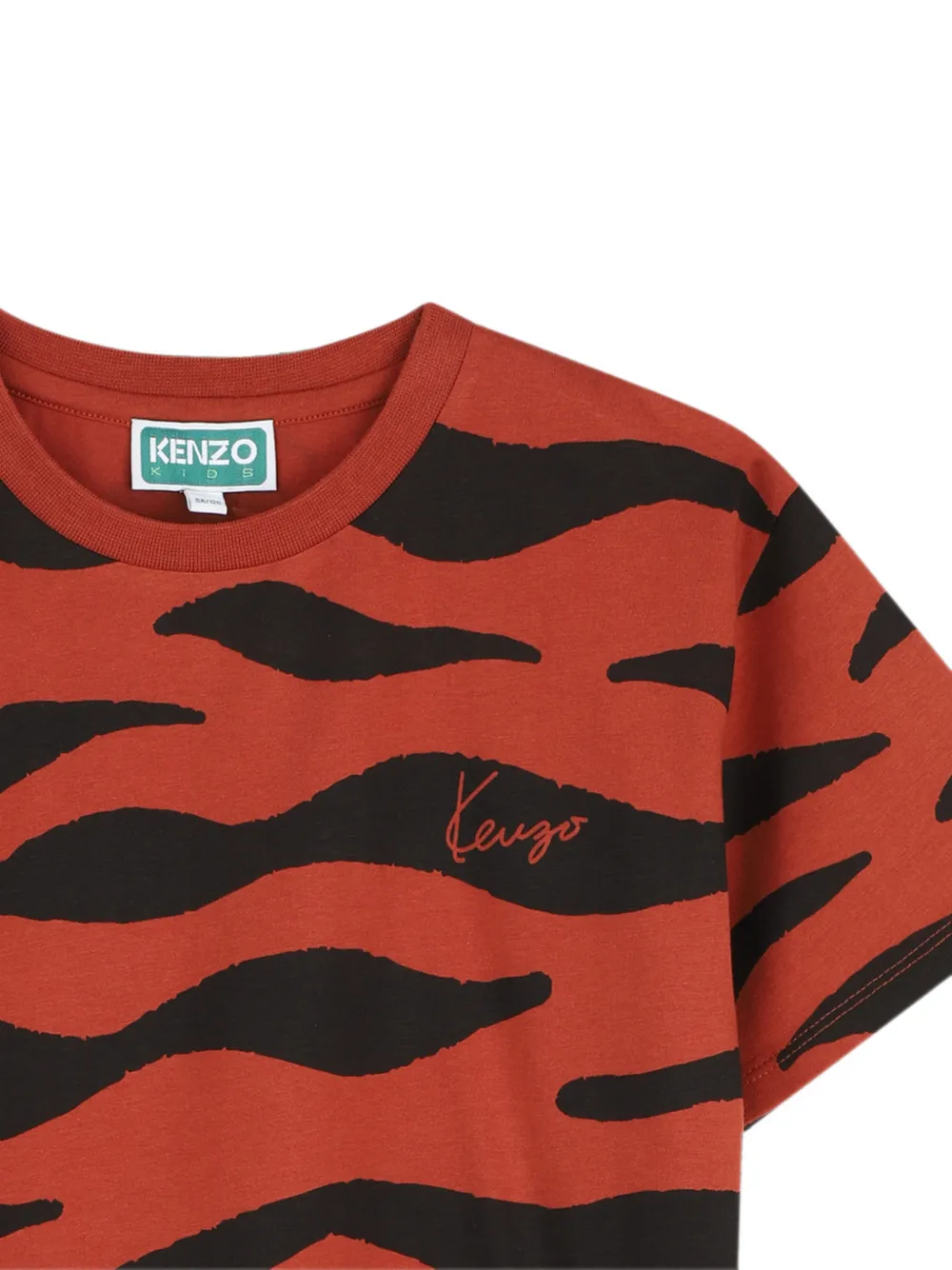 Kenzo Kids T-shirt met geborduurd logo en tijgerprint Oranje