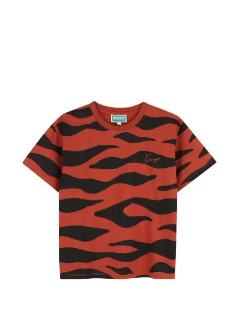 Kenzo Kids tiger-print logo-embroidered T-shirt